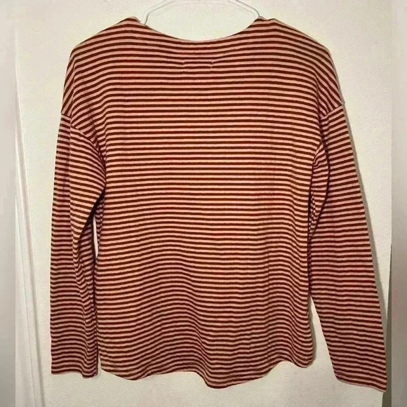 MADEWELL DUSTY REDWOOD LONG SLEEVE DOUBLE-FACED STRIPED HENLEY TEE TOP Size XS - Picture 7 of 10